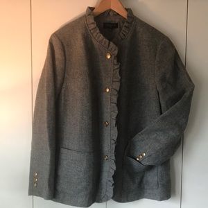 NEW Talbots grey jacket with ruffles!